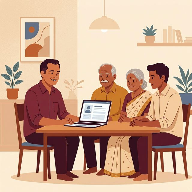 A local matchmaker meeting with a family